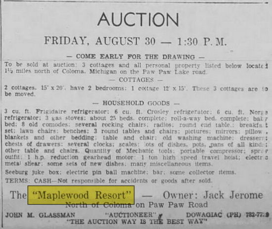 Maplewood Resort (Smallbones Resort) - Aug 1963 Auction